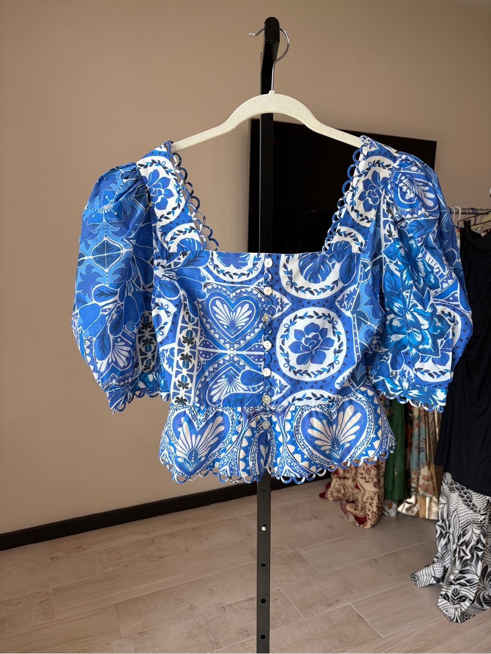 Farm Rio: Blue Tile Dream Short Sleeve
Blouse - Picture 10 of 10